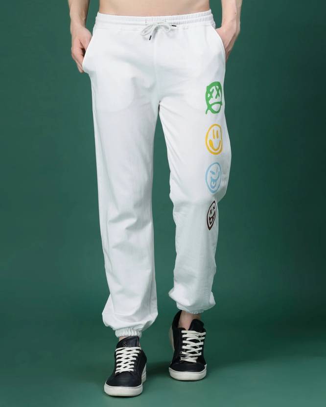 FLYNOFF White Printed Loose Fit Men's Jogger Pant - Image 1